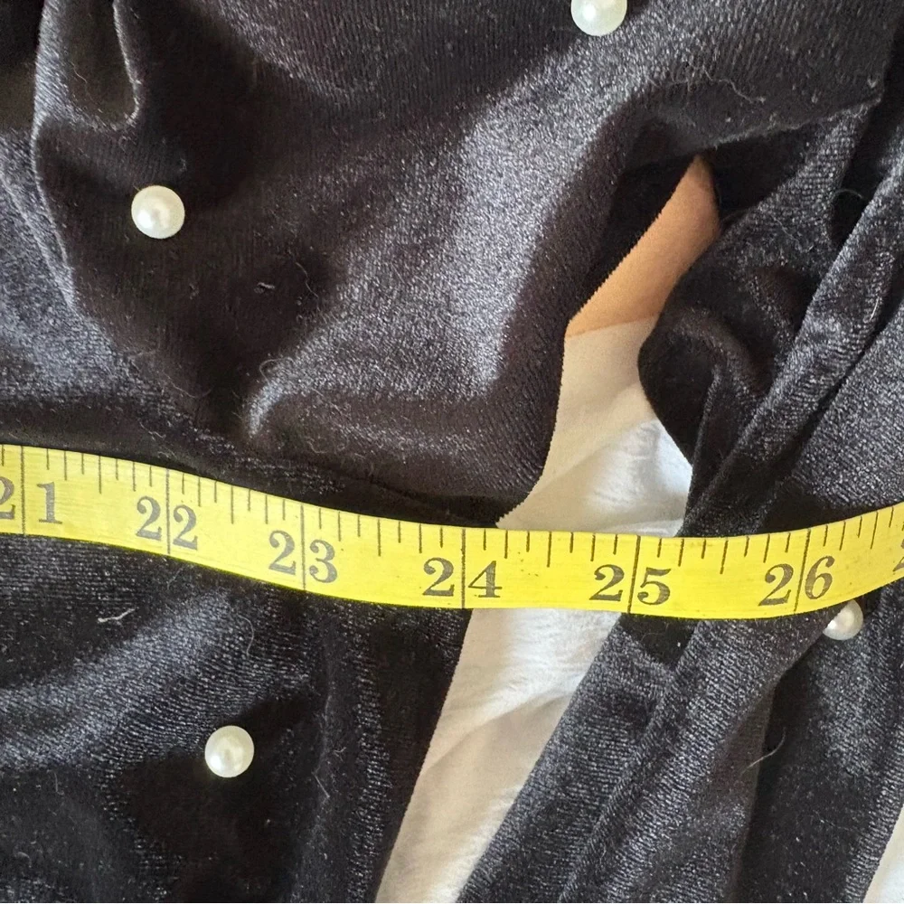 Eloquii Black White Pearl Embellished Bodycon Velvet Mini Dress 16 Long Sleeve - Picture 8 of 9